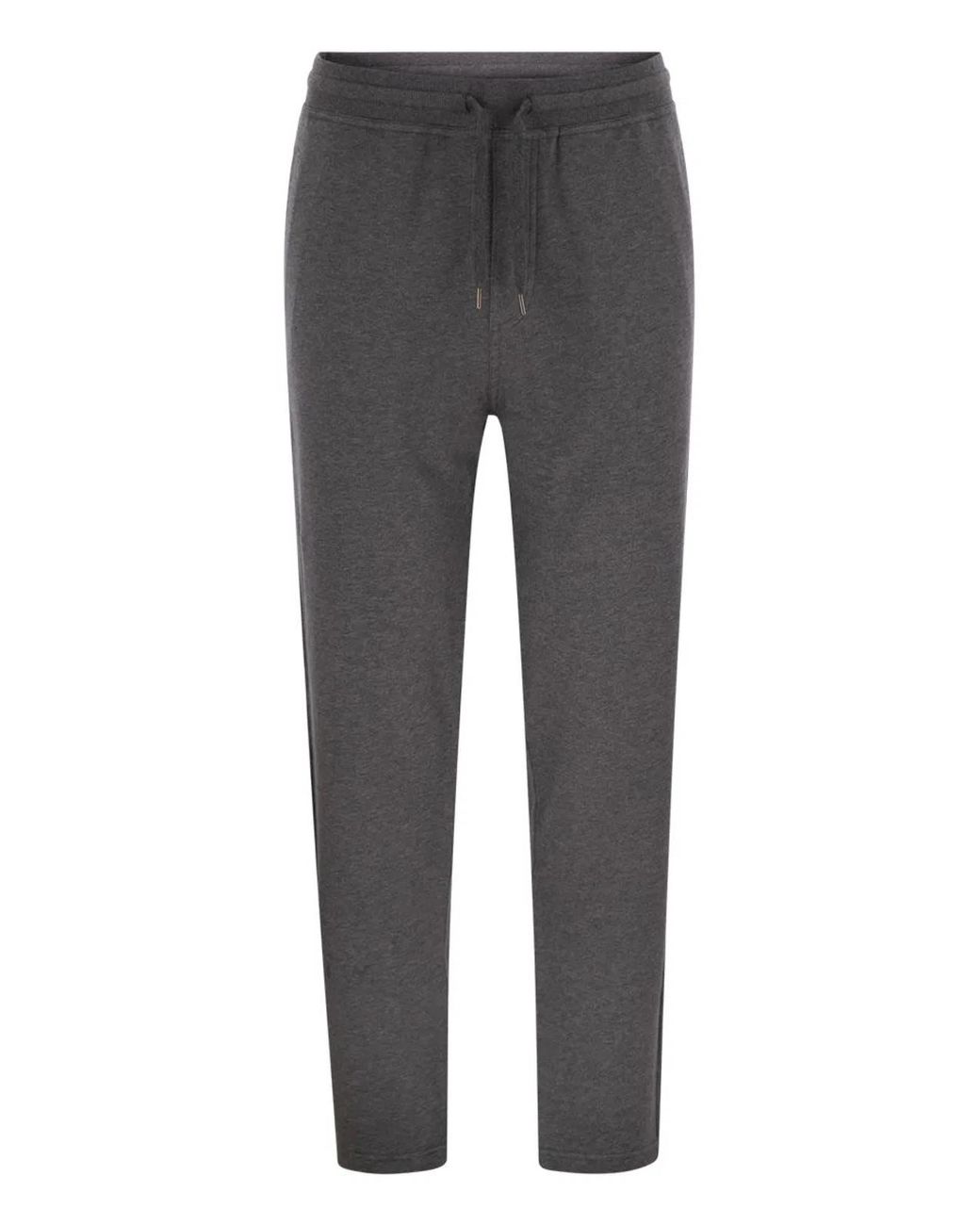 Brunello Cucinelli Gray Techno Cotton Fleece Trousers for men