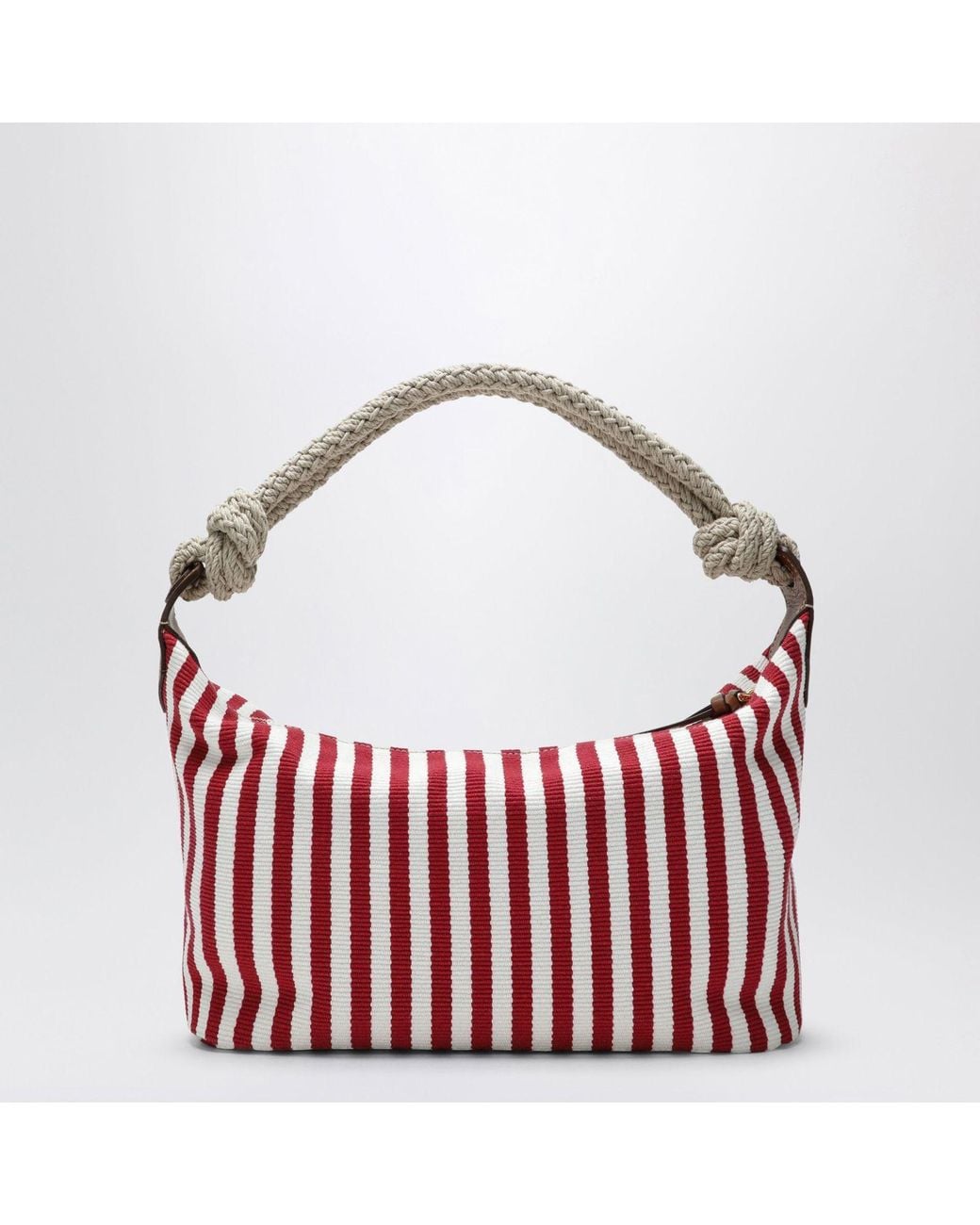 Miu Miu Red Striped Rope-Handle Tote Bag