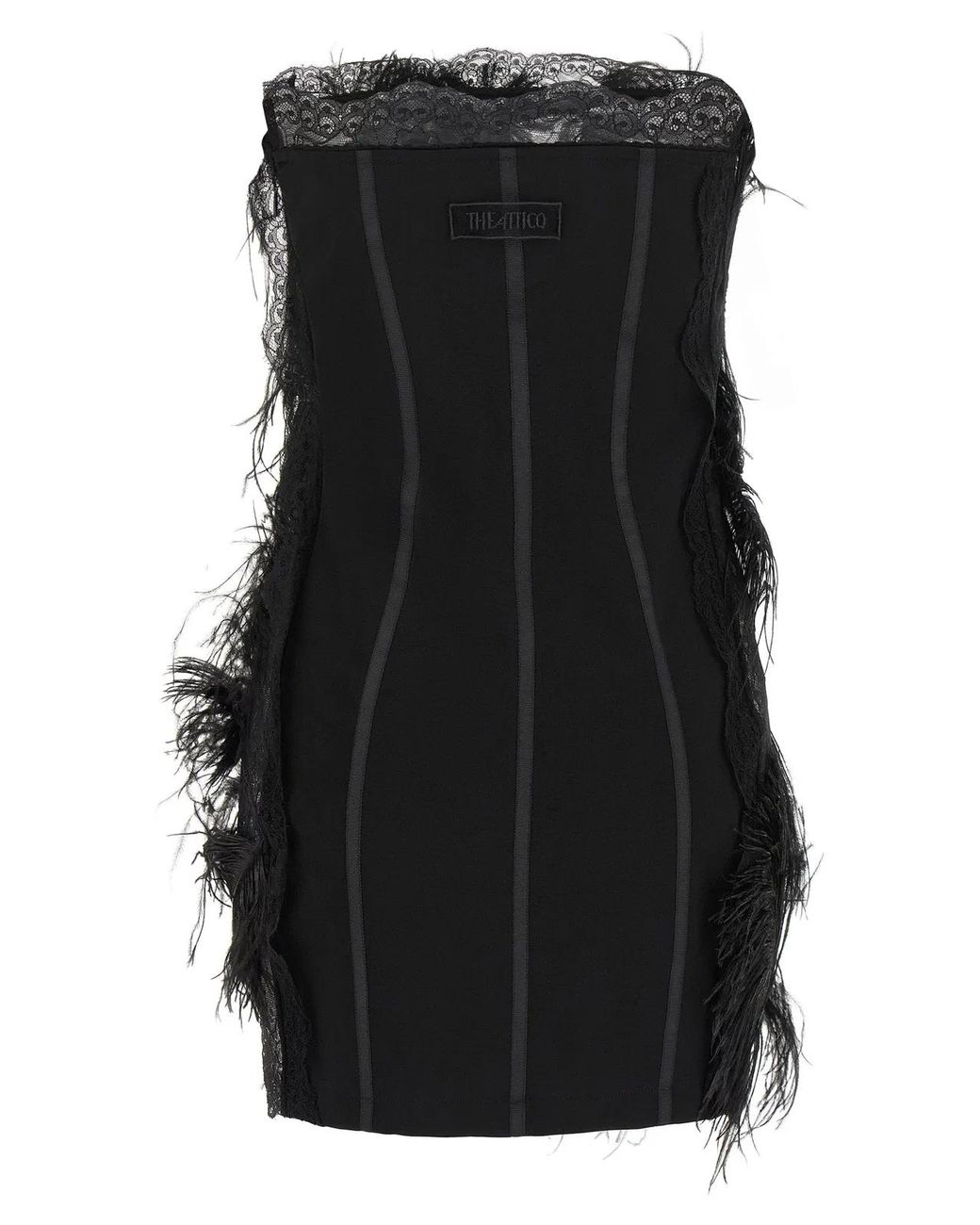 The Attico Black Lace And Feather Dress