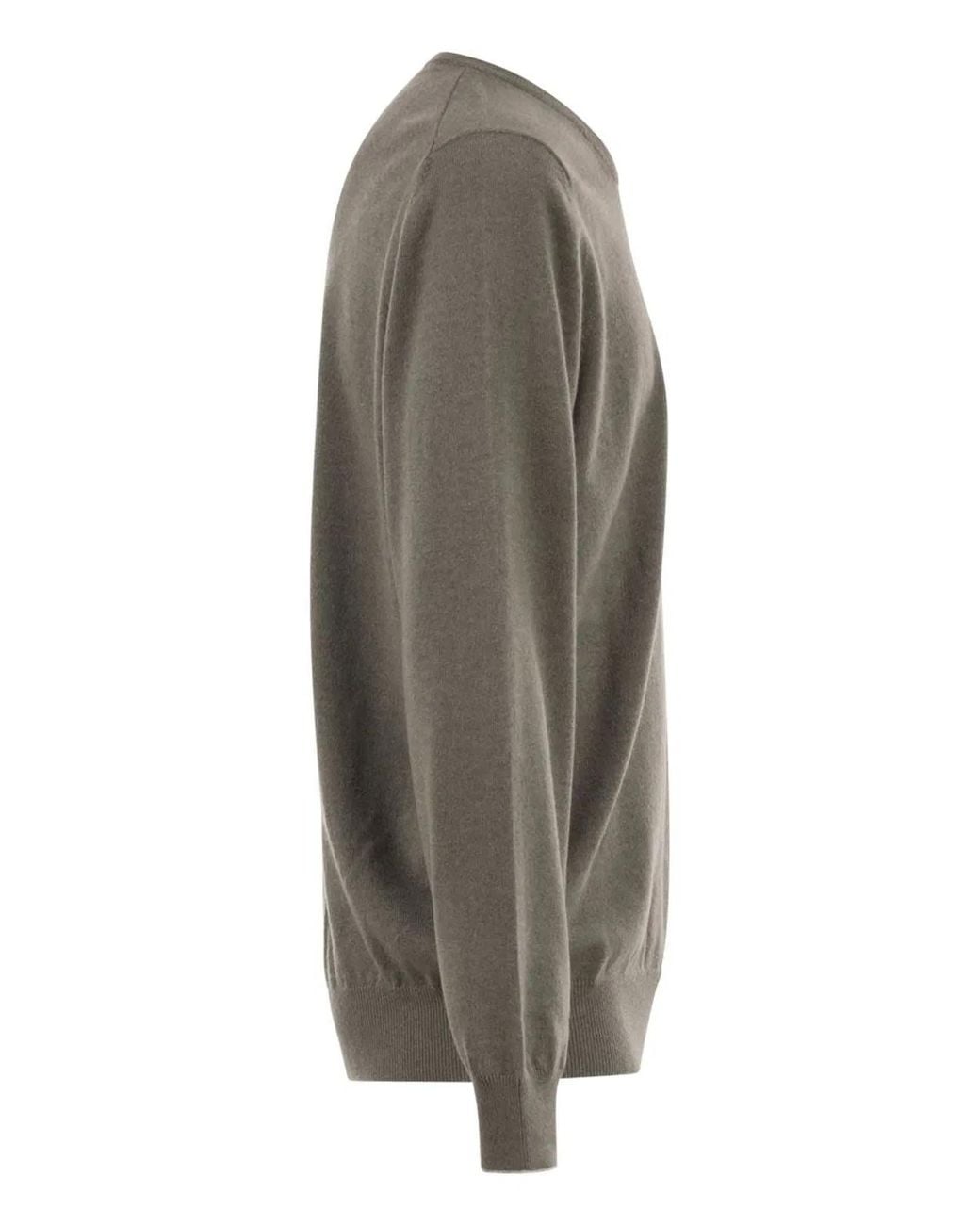Brunello Cucinelli Gray Pure Cashmere Crew-Neck Sweater for men