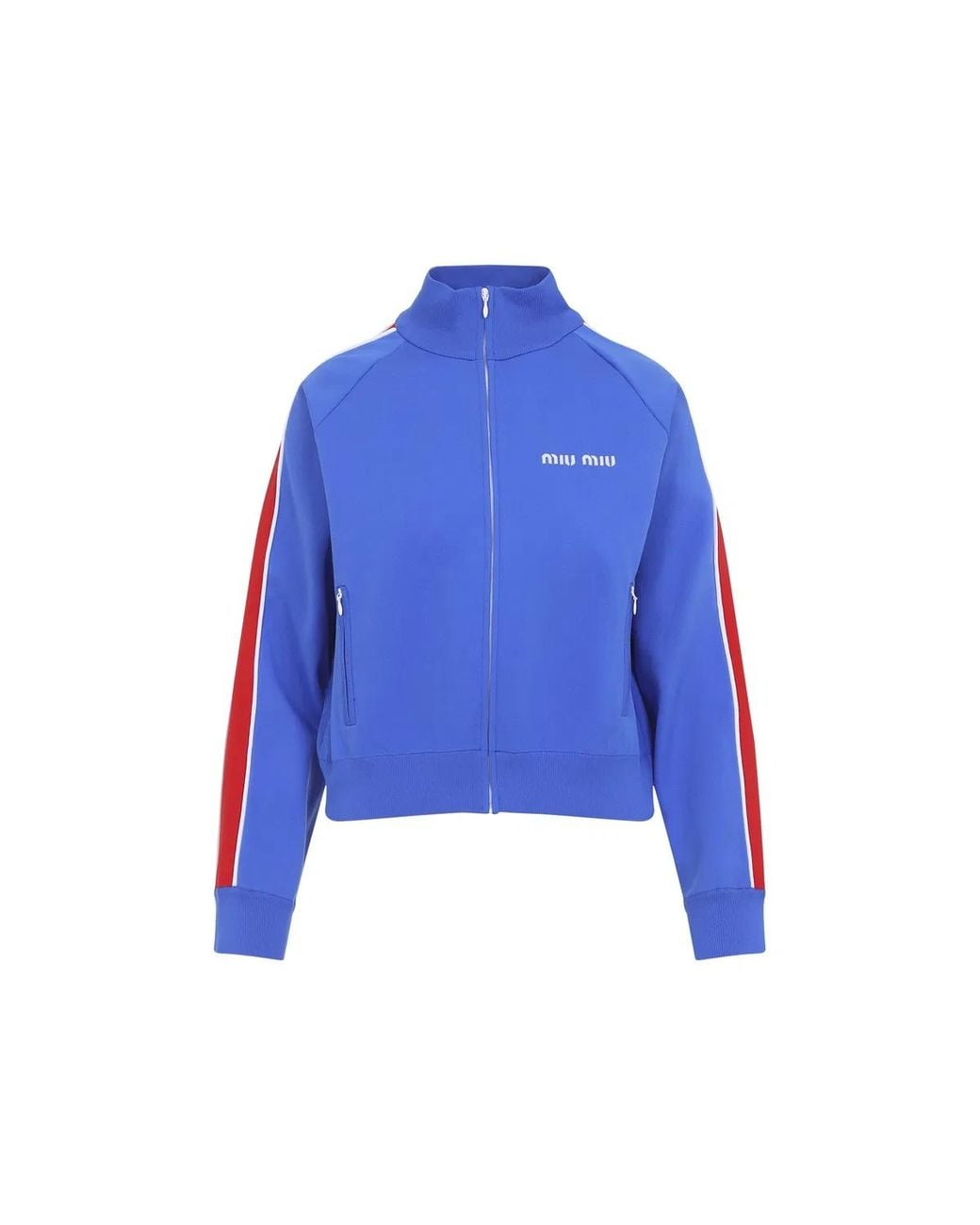 Miu Miu Blue Technical Knit Zip Sweatshirt