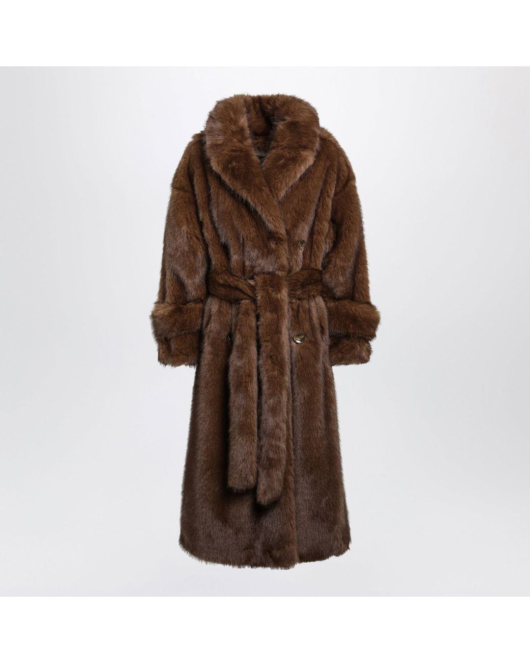 BB COUTURE Brown Farrah Doublebreasted Coat With Belt