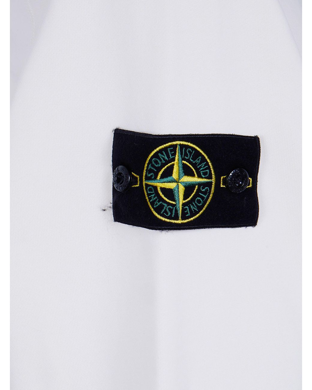 Stone Island White Compass Badge Cotton Crew Neck Sweatshirt for men
