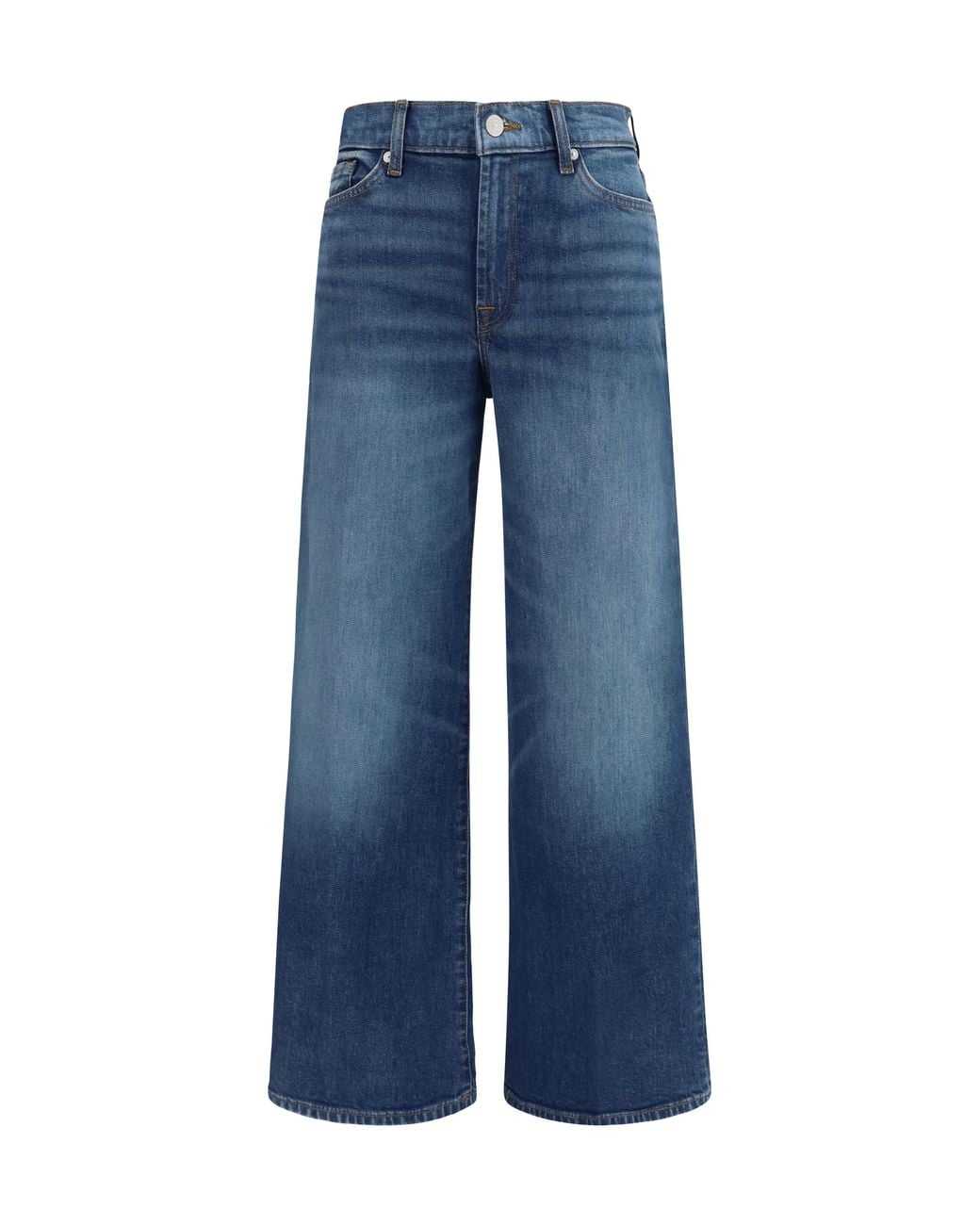 7 For All Mankind Blue Wide-Leg Lotta Jeans Core Cotton
