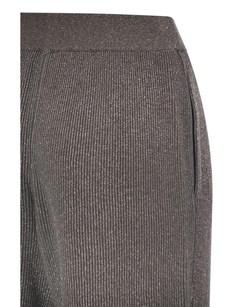 Brunello Cucinelli Gray English Rib Cotton And Viscose Pants