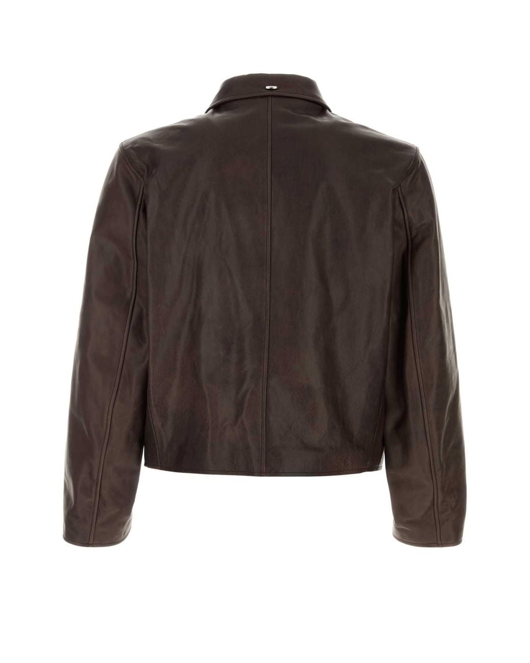 Our Legacy Brown Bovine Leather Jacket With Cotton-Viscose Lining for men