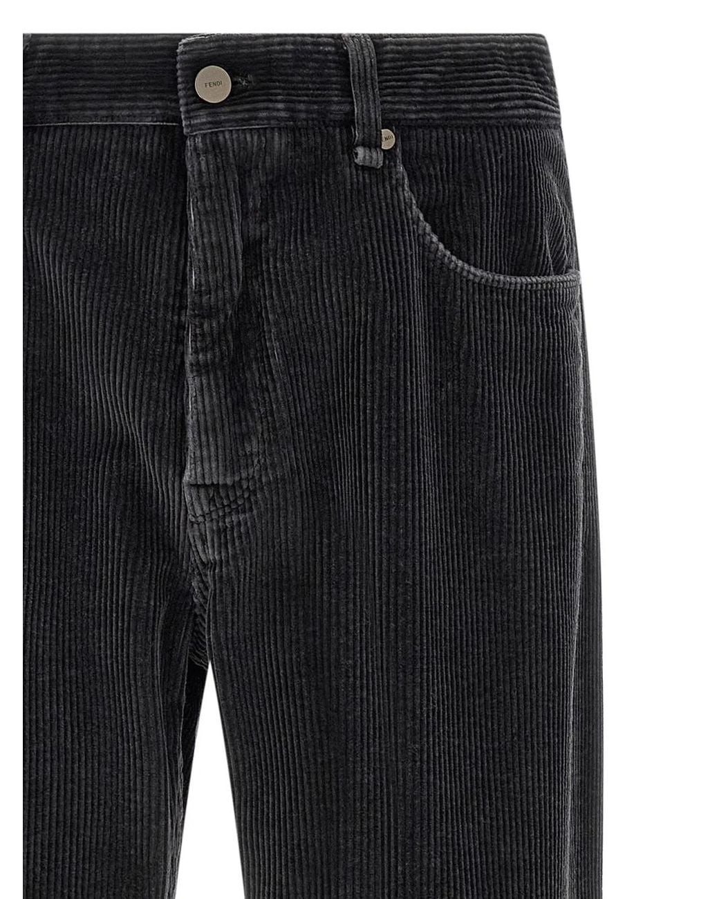Fendi Black Flat Front Trousers for men