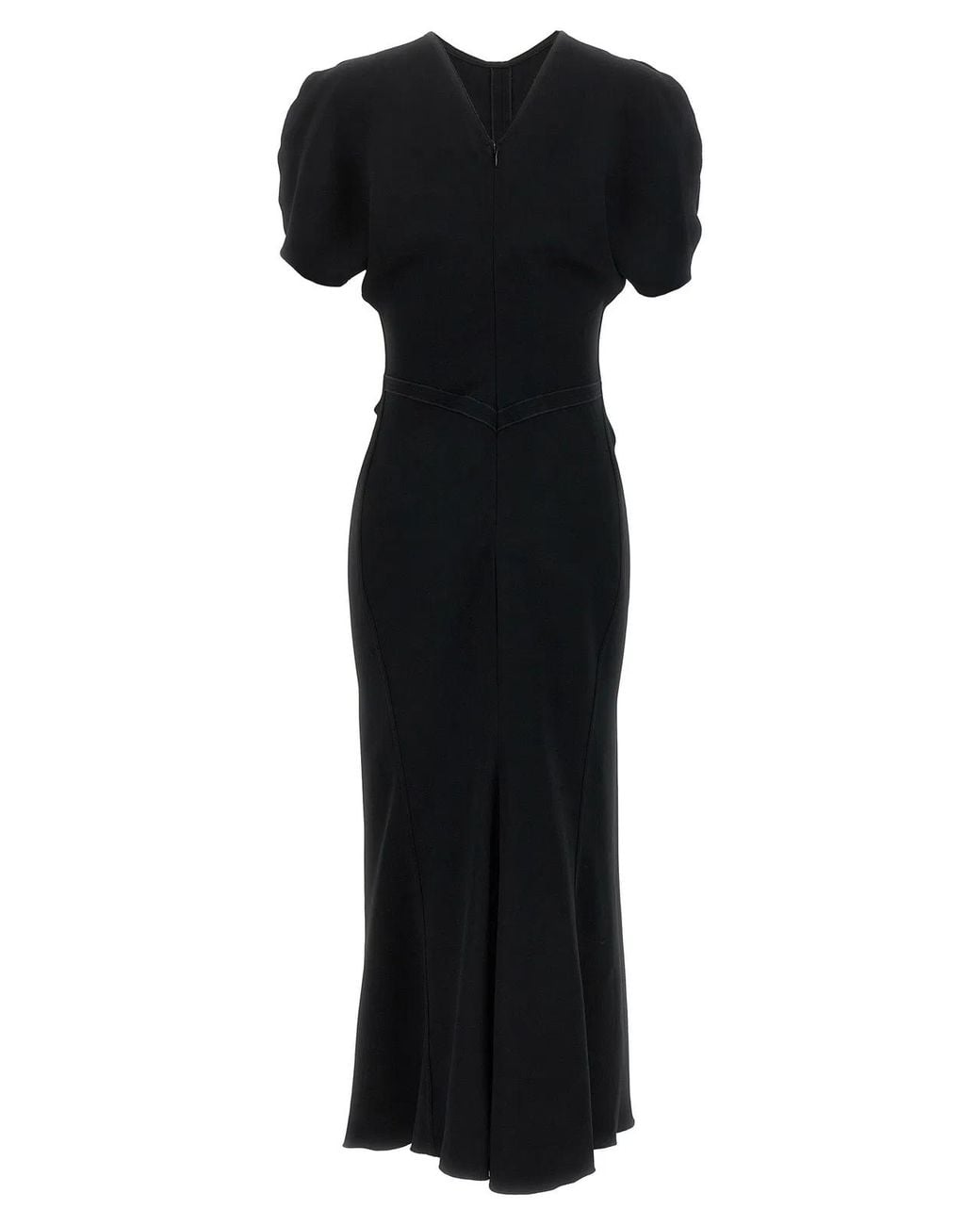 Victoria Beckham Black Round Neck Midi Dress