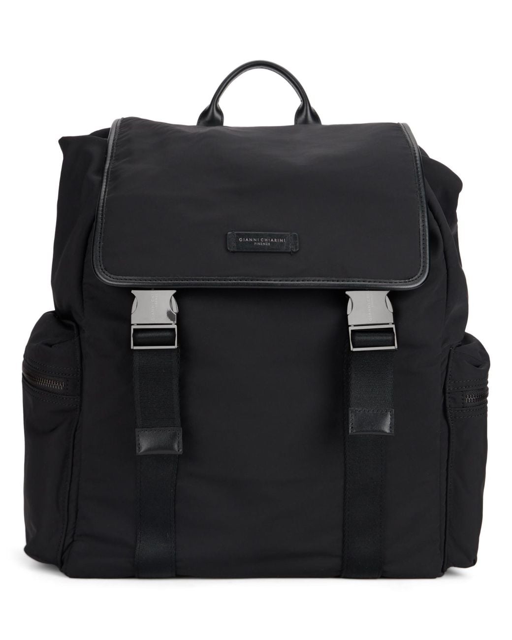 Gianni Chiarini Black Backpack Made Of Technical Fabric And Leather for men