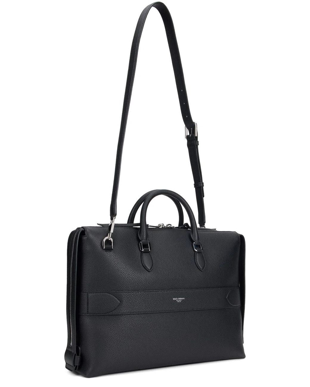 Dolce & Gabbana Black Leather Handbag Cow Hide Laptop Bags & Briefcases for men