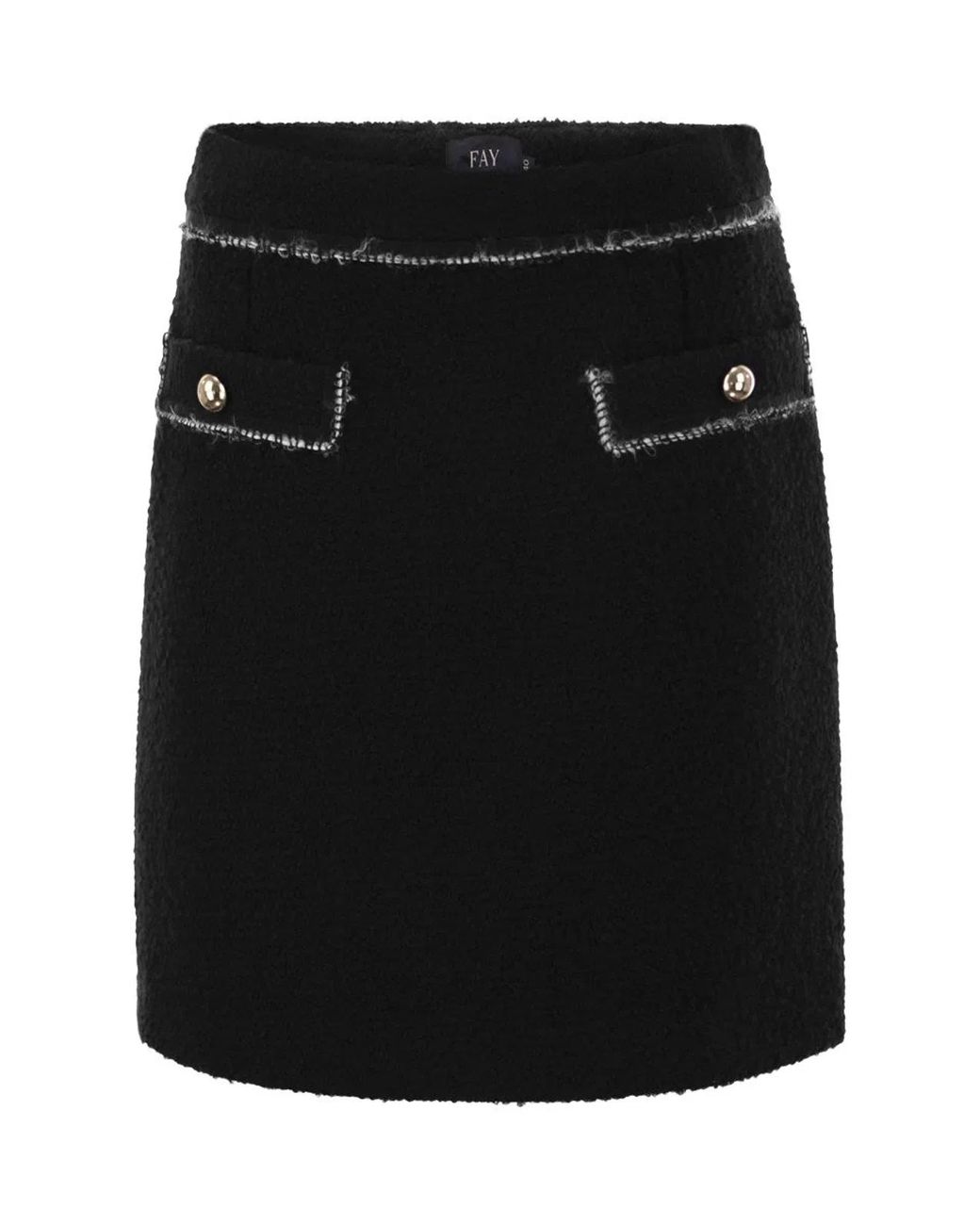 Fay Black Wool Short Skirt