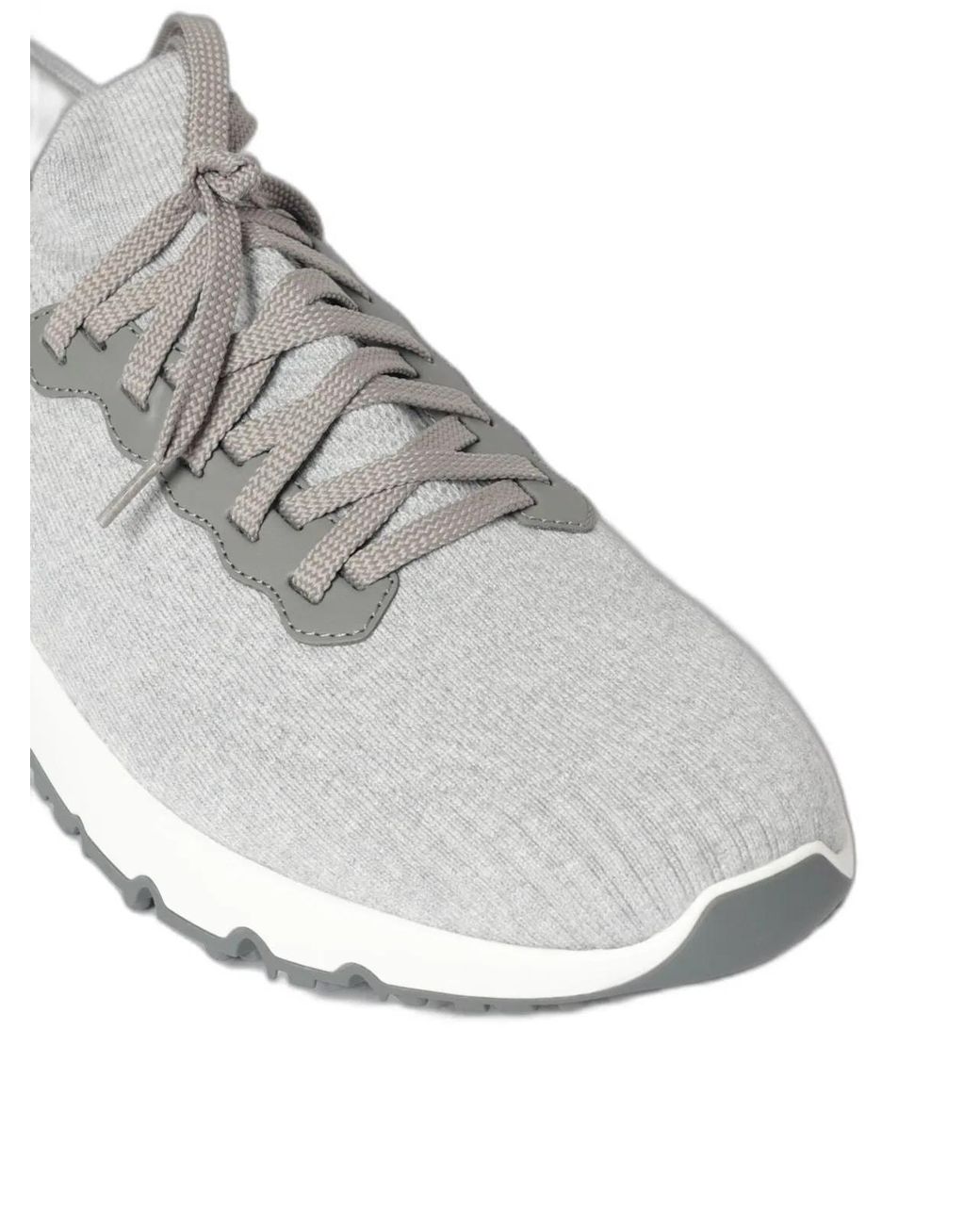 Brunello Cucinelli White Stretch-Knit Sock Sneakers Featuring Leather Trim And A Chunky Rubber Sole for men