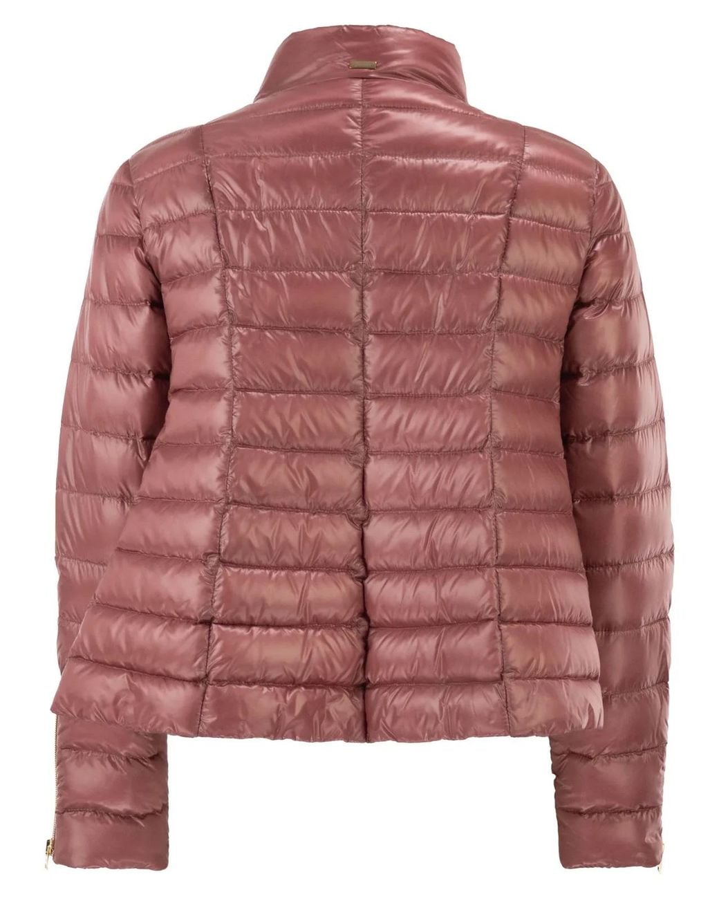 Herno Pink Ultra-Light Satin Down Jacket With Flared Back