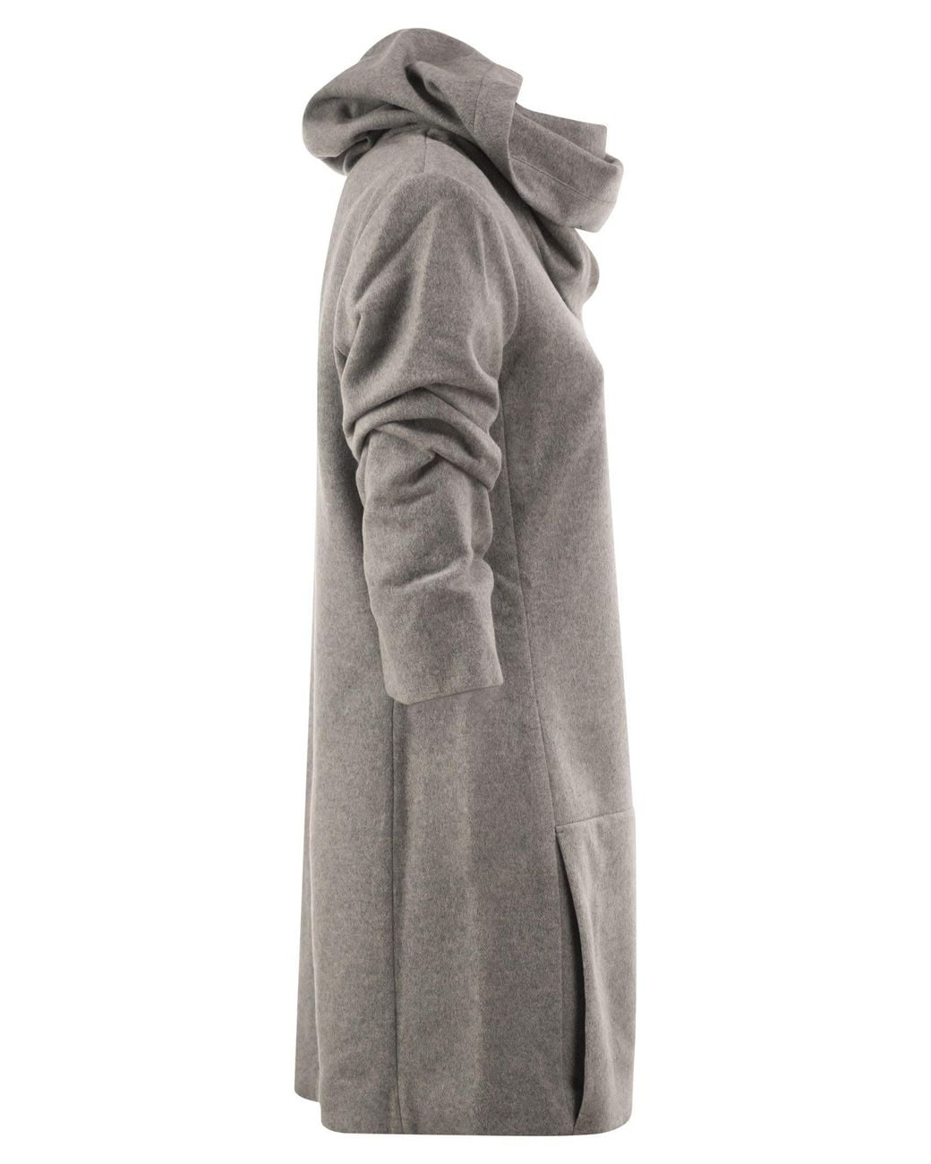 7 For All Mankind Gray Short Wool And Cashmere-Blend Hooded Dress