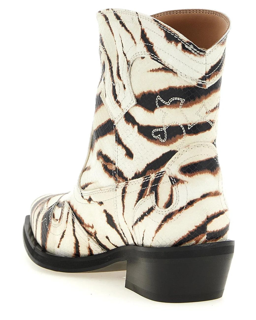 Ganni White Western Ankle Boots