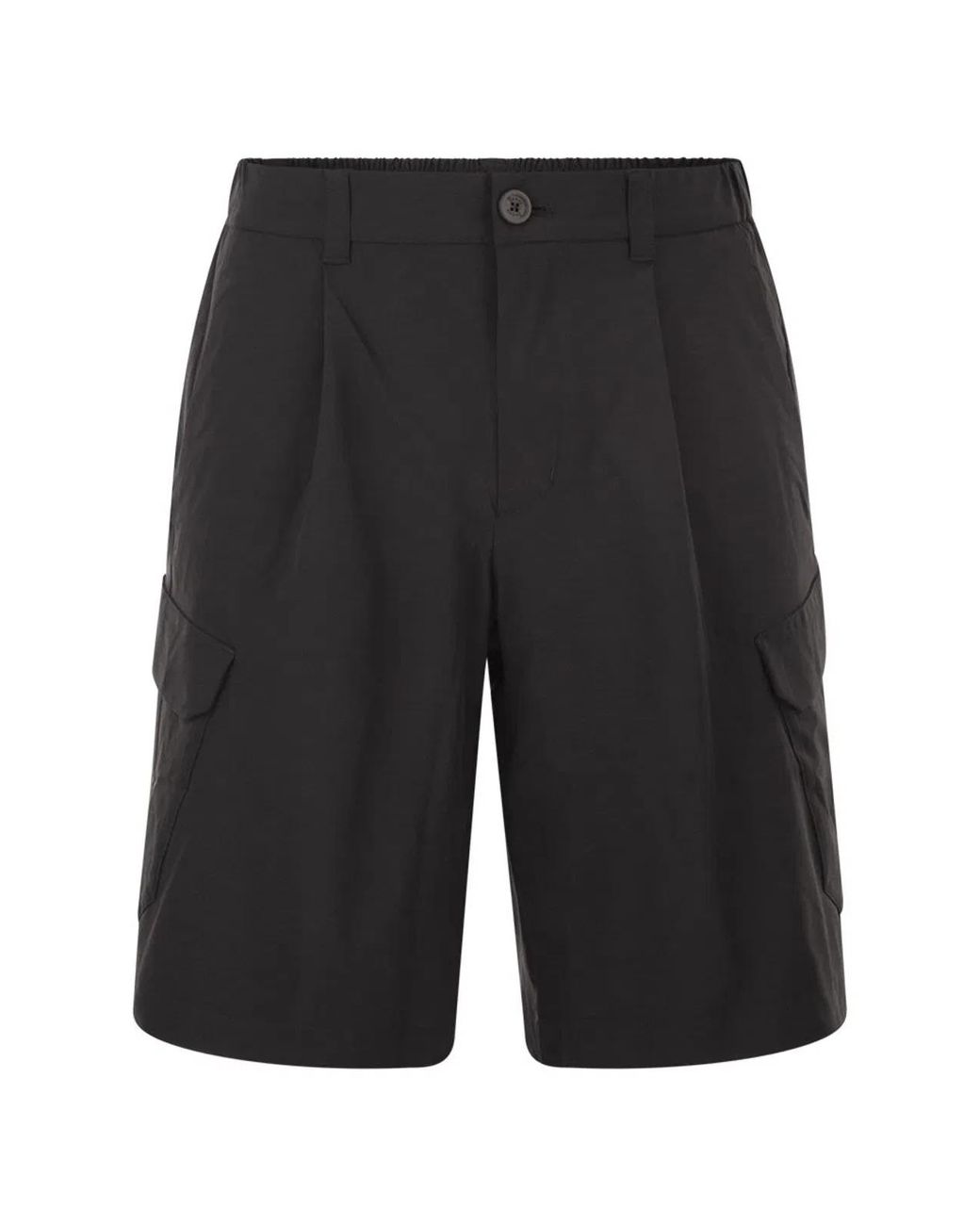 Herno Black Technical Fabric Cargo Bermuda Shorts for men