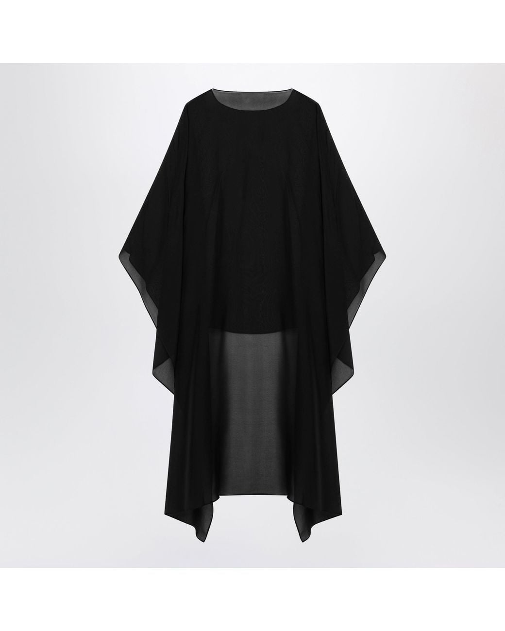 Almada Label Black Char Silk Chiffon Cape