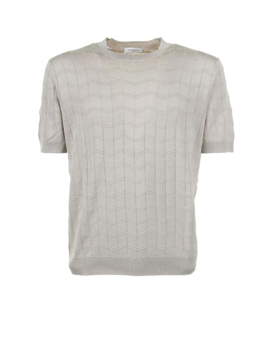Paolo Pecora Gray Cotton And Silk T-Shirt for men
