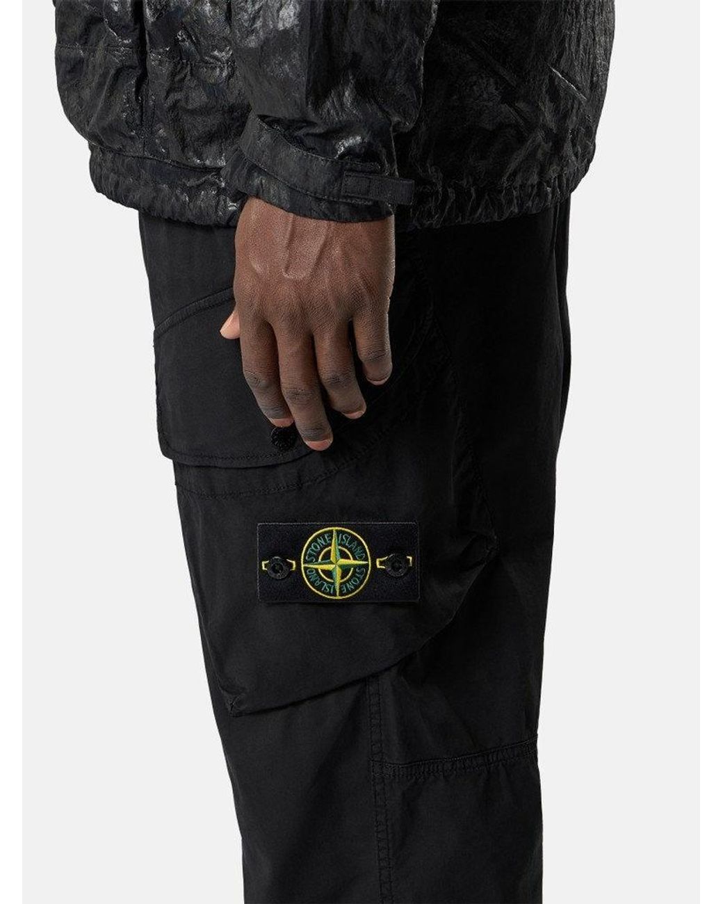 Stone Island Black Pantalon Cargo Corte Holgado for men