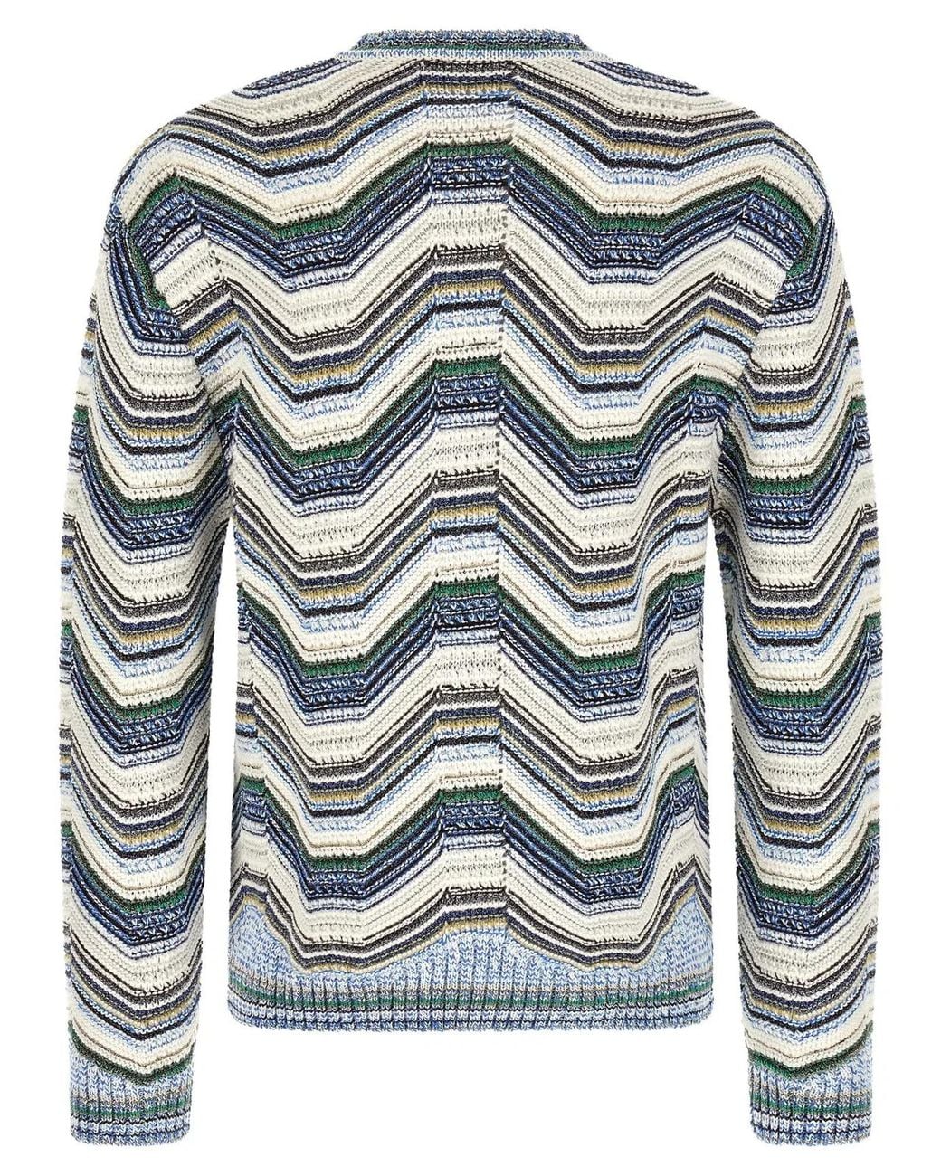 Missoni Blue Geometric Zig Zag Sweater for men