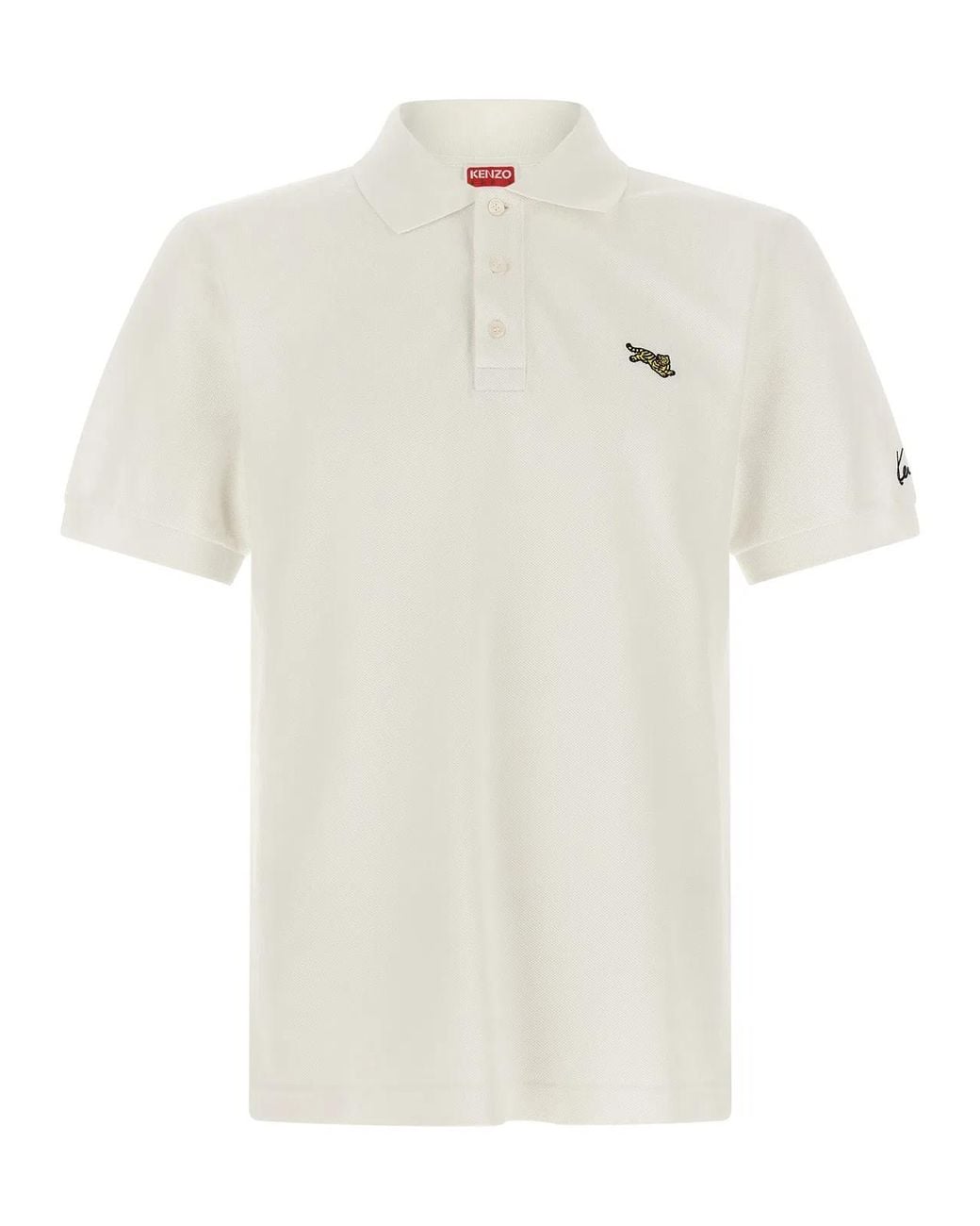 KENZO White Happy Tiger' Polo Shirt for men