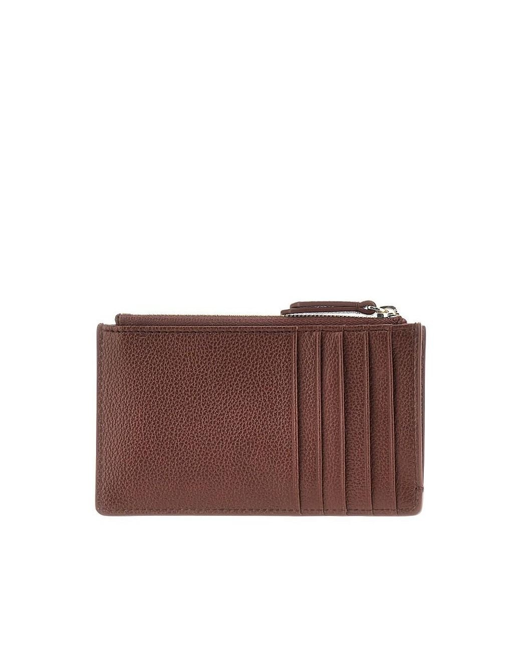 Emporio Armani Brown Grained Leather Card Holder With Logo