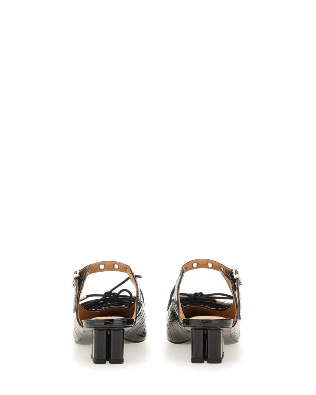 Ganni Black Recycled Leather Lace-Up Moccasins