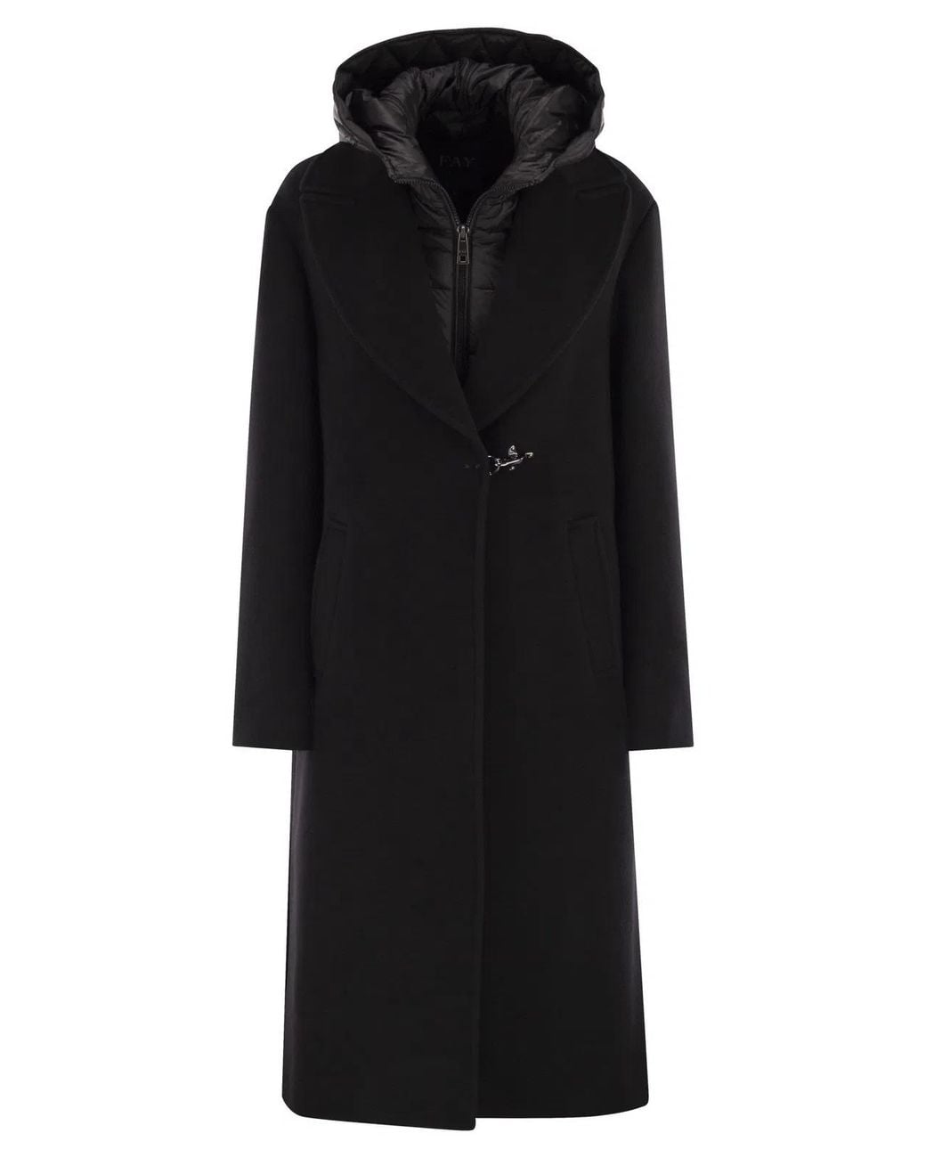 Fay Black Double Front Coat