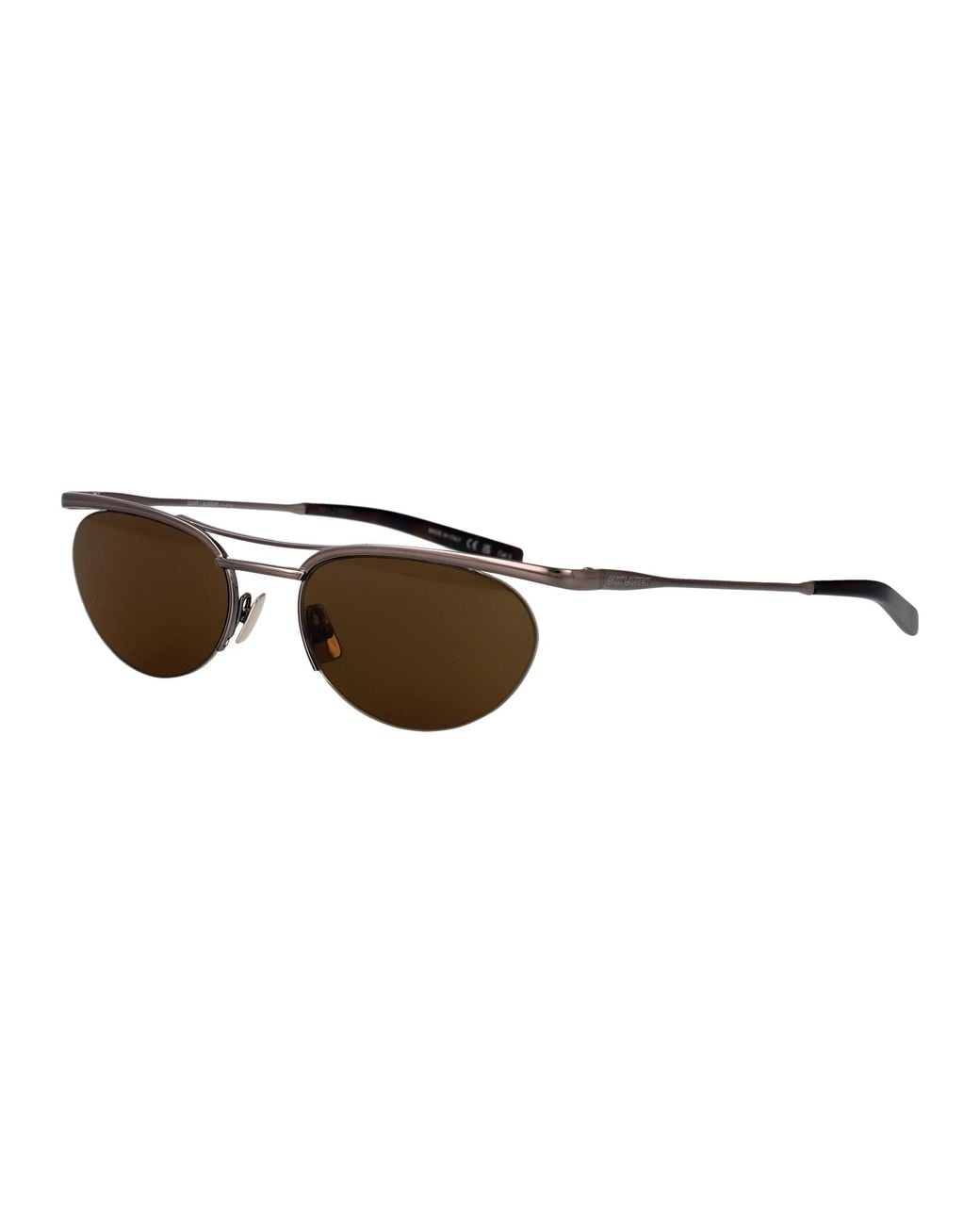 Saint Laurent Brown Ruthenium-Ruthenium- Metal Sunglasses