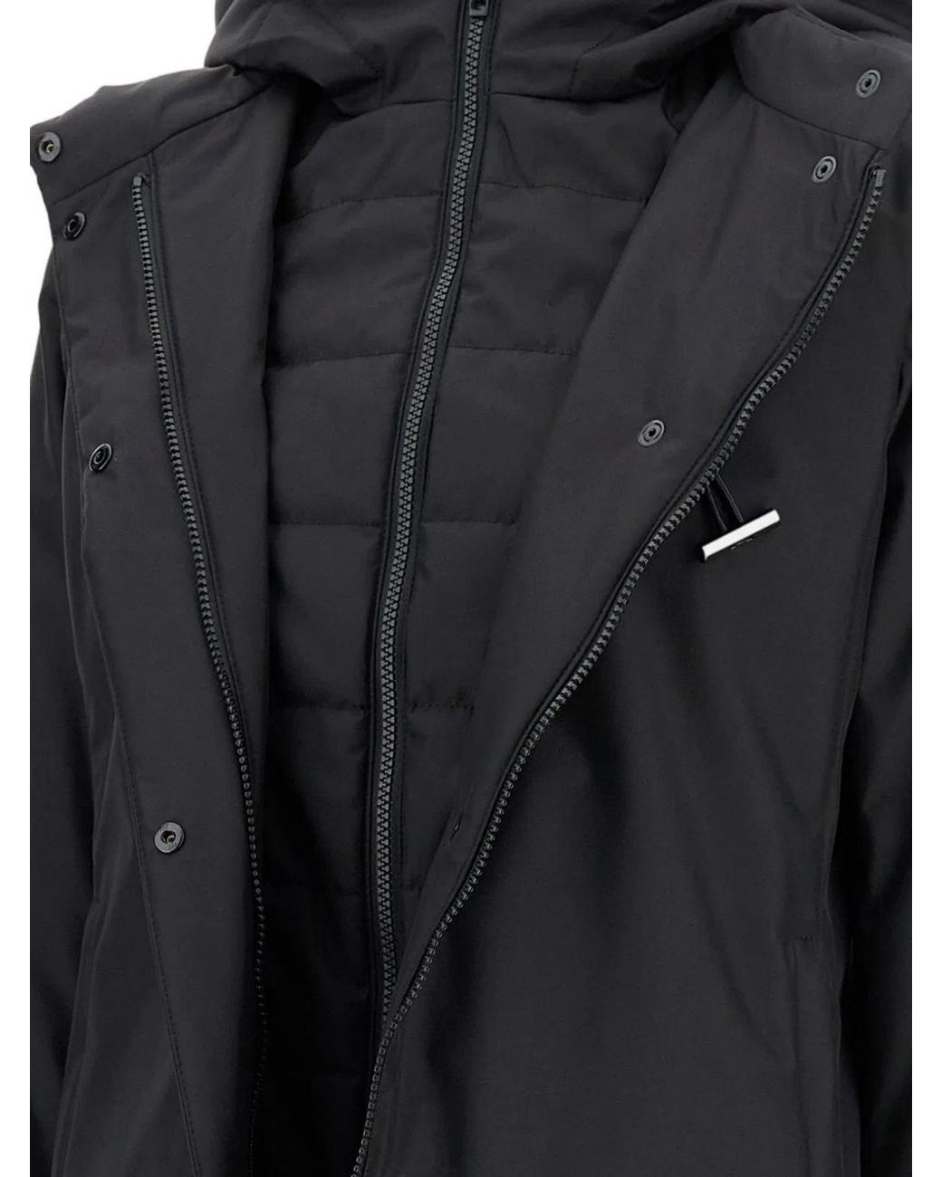 Fay Black Technical Gabardine Toggle Coat
