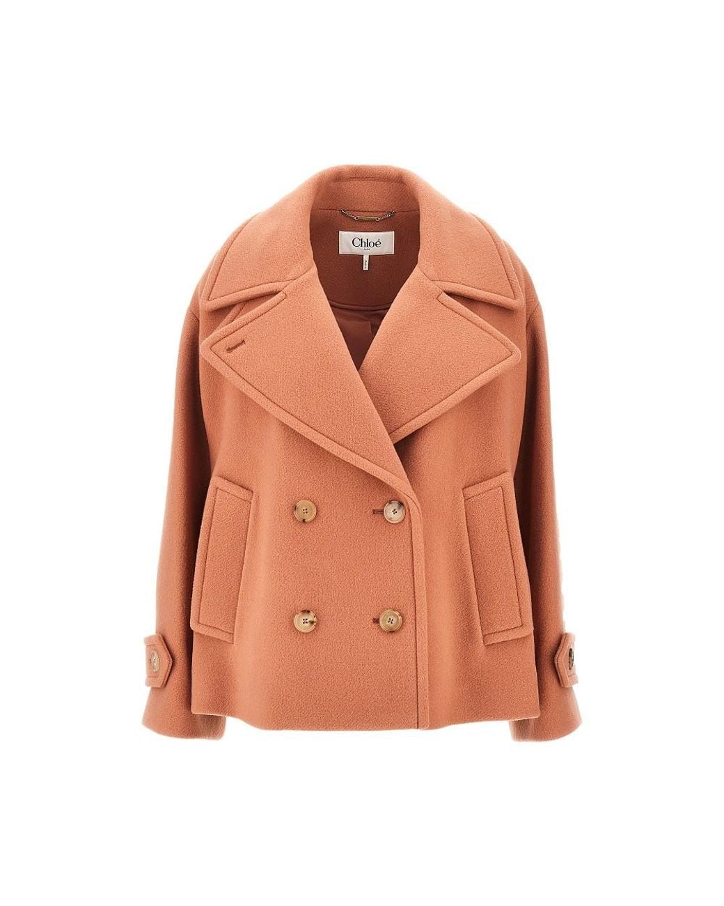 Chloé Orange Oversized Double-Breasted Wool Peacoat