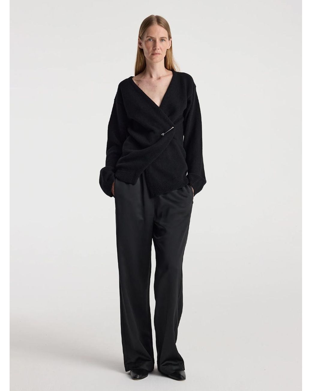 Rohe Black Cardigan Avvolgente Con Spalle Scoperte