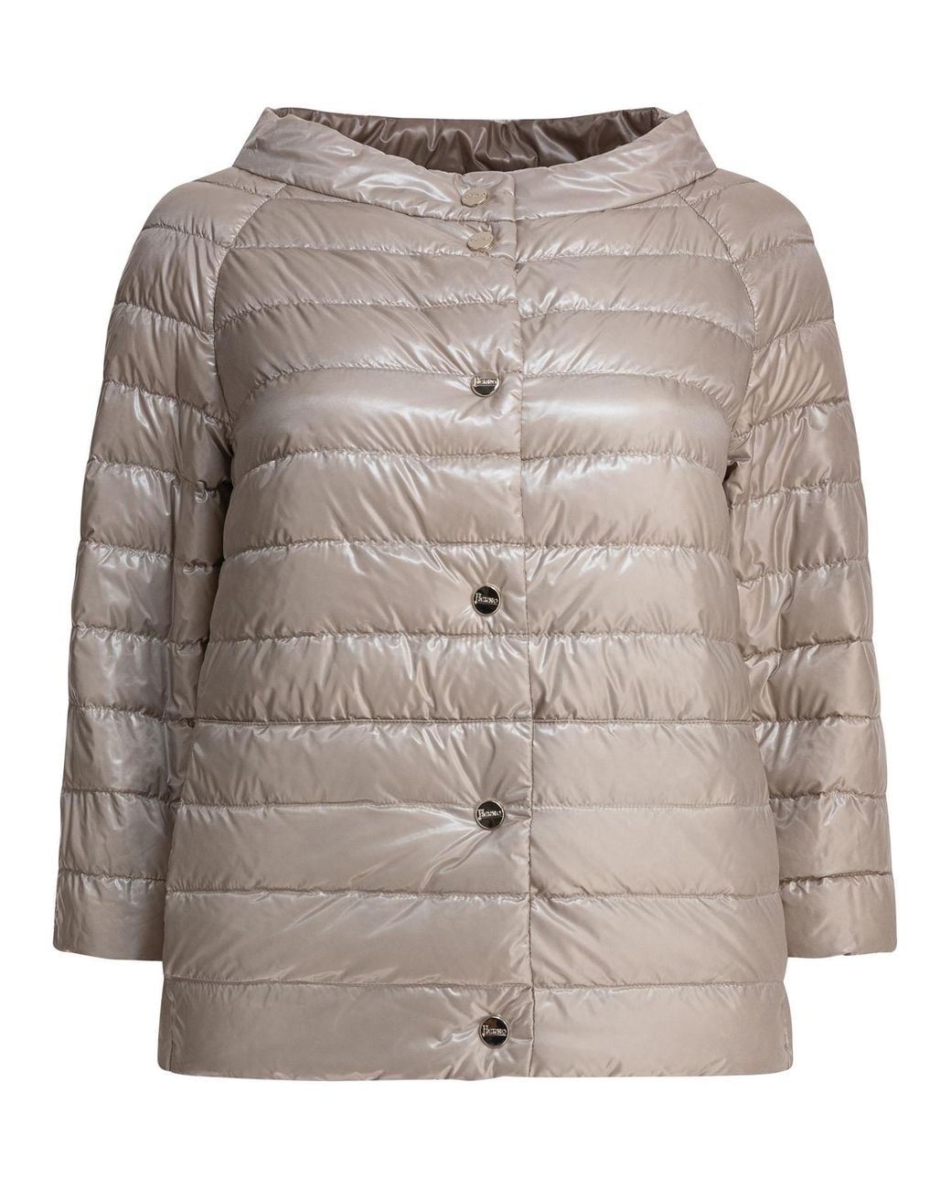 Herno Brown Reversible Short Down Jacket Made Of Ultra-Light Nylon