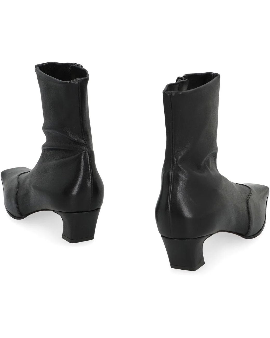Khaite Black Nevada Leather Ankle Boots