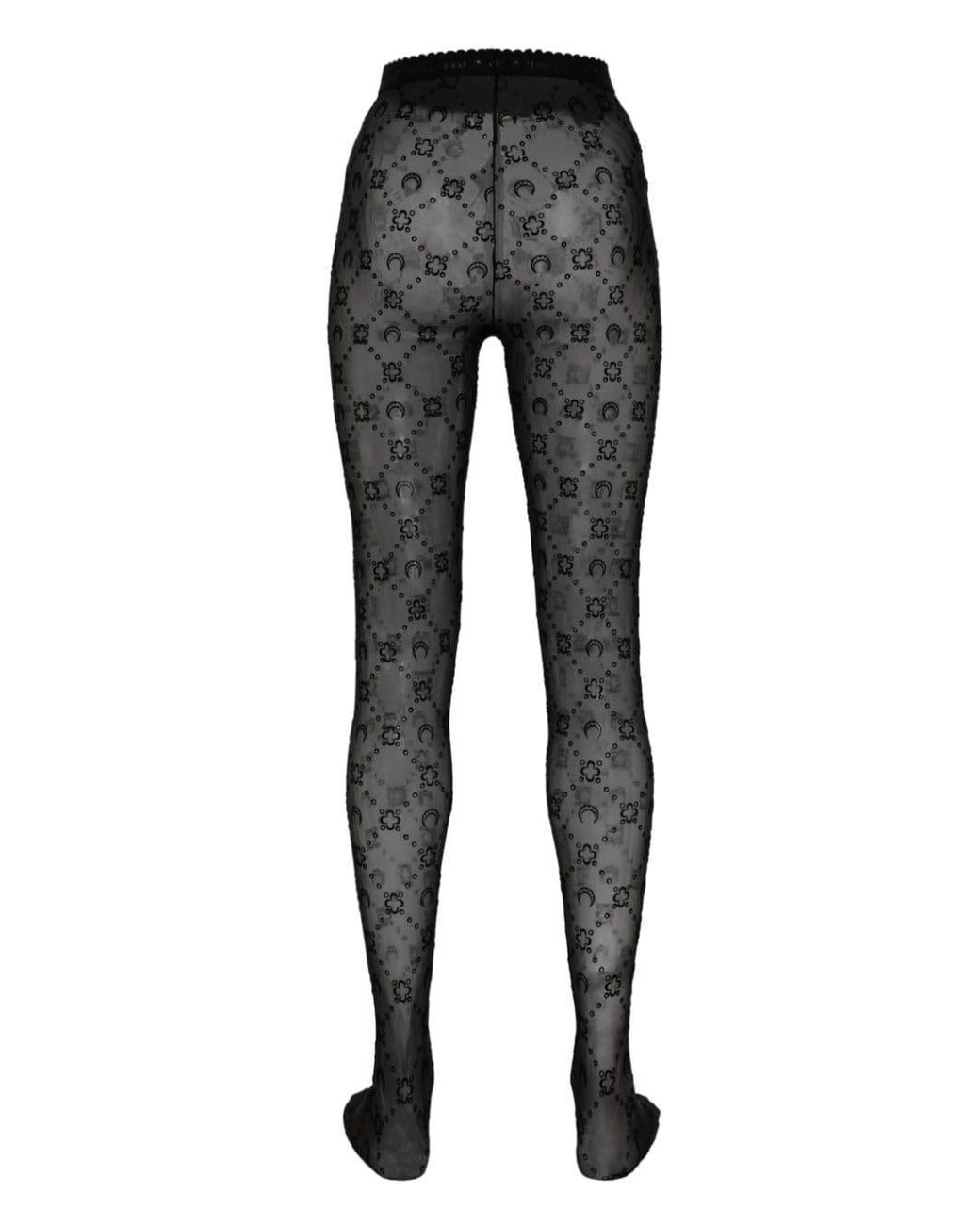 MARINE SERRE Gray Monogram Mesh Flock Tights