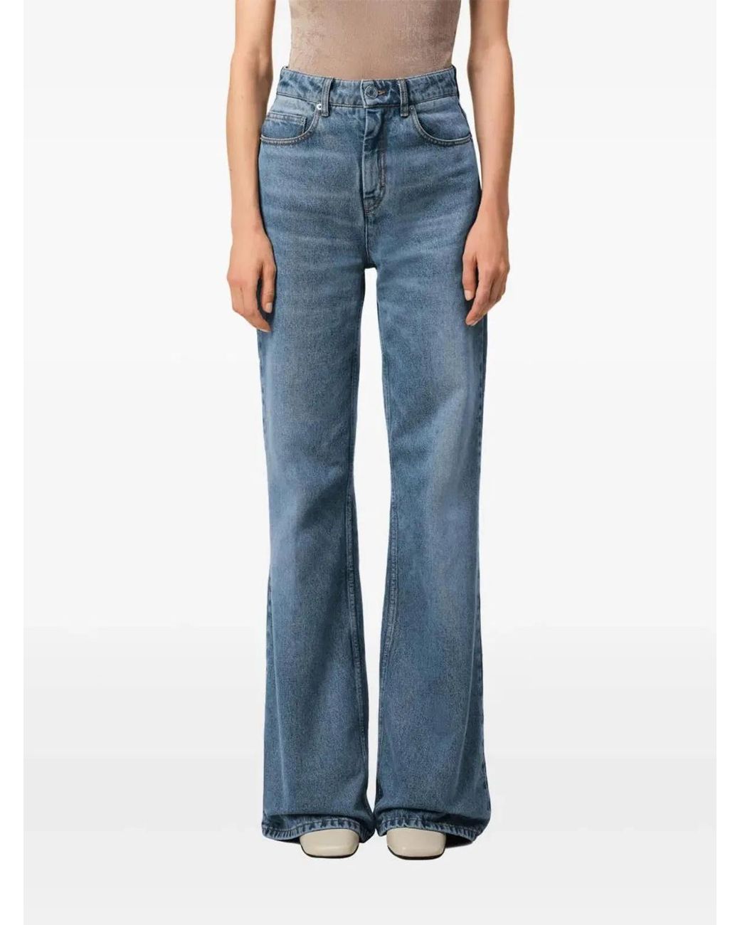 AMI Blue Straight-Leg Denim Pants With Subtle Fading