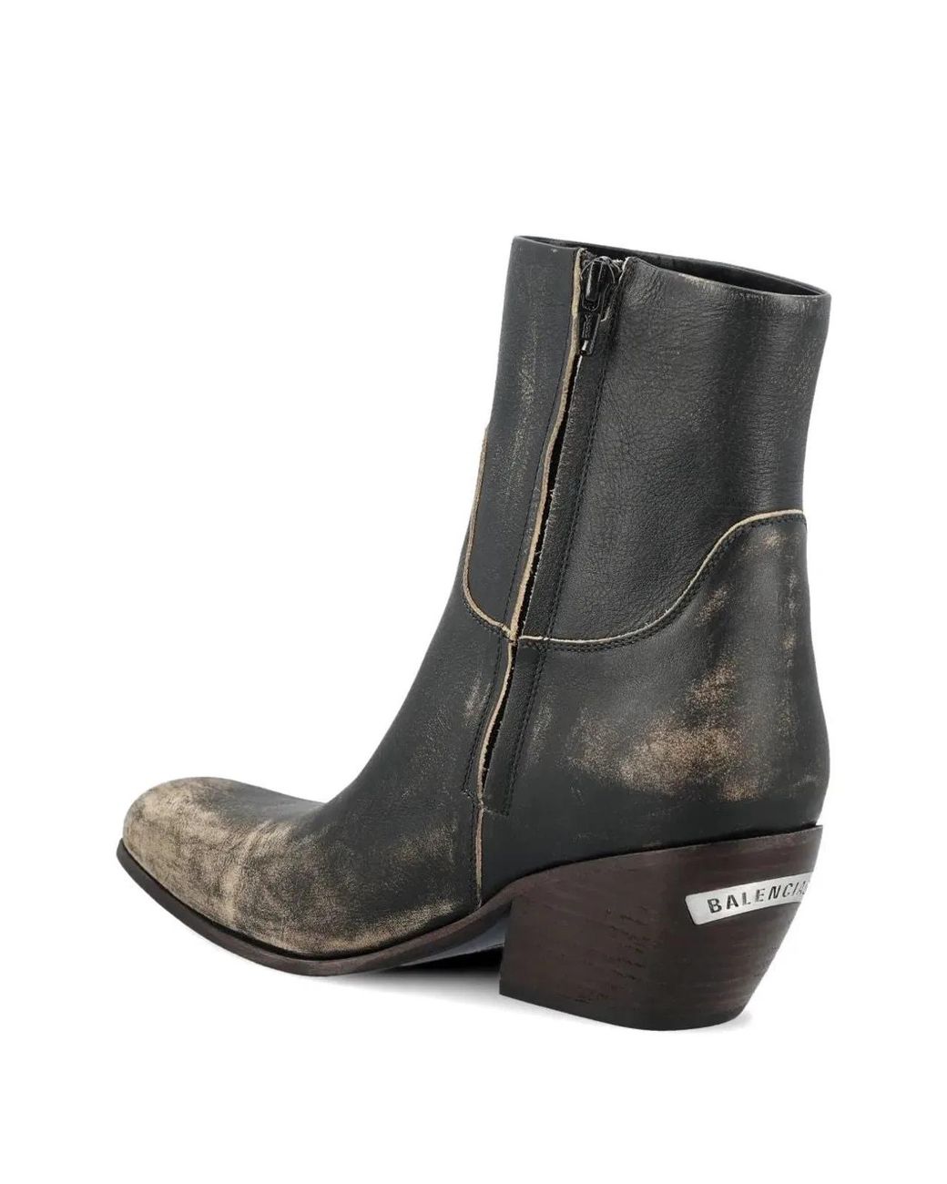 Balenciaga Brown Memphis Worn Leather Ankle Boots