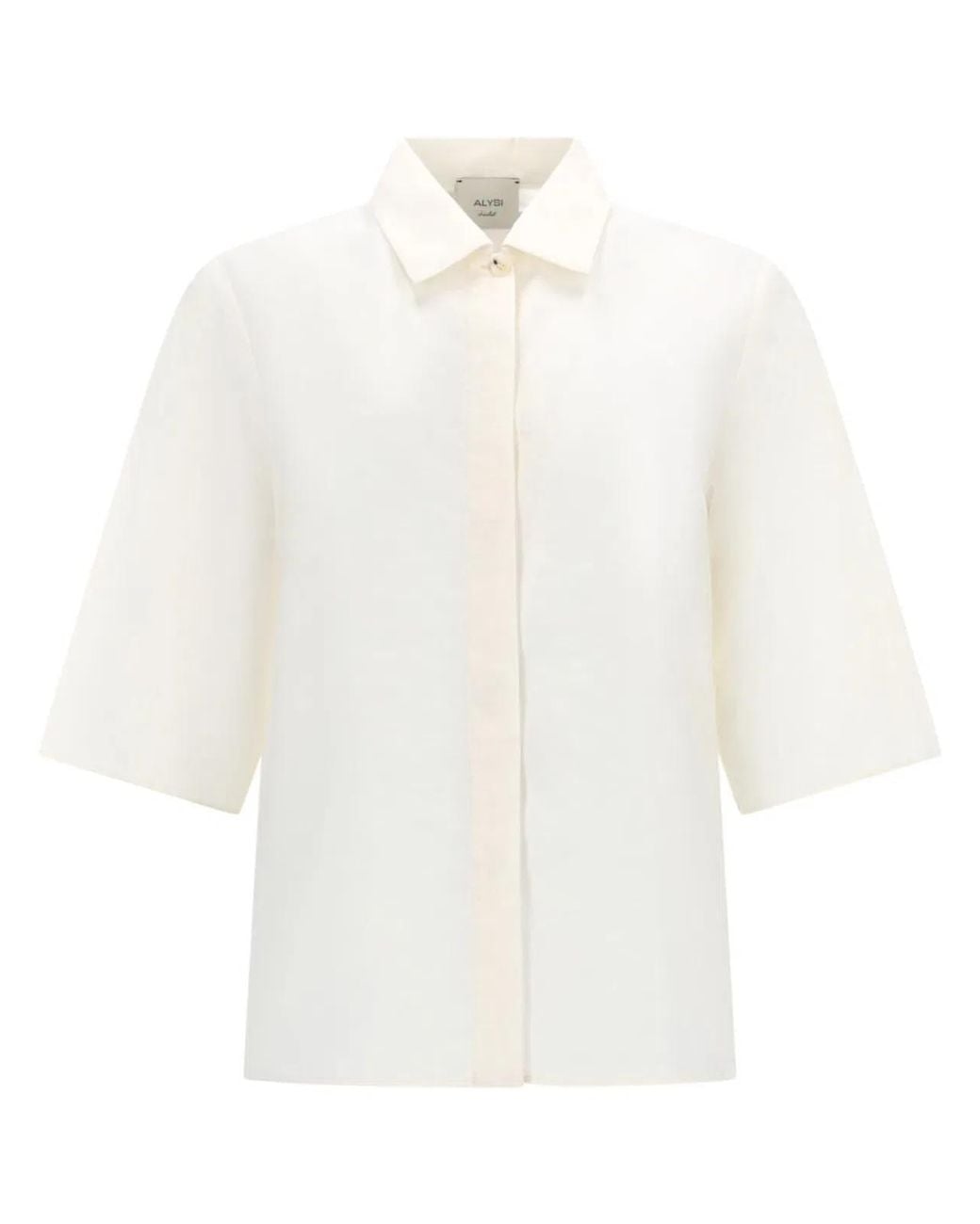 Alysi White Silk Cropped Shirt