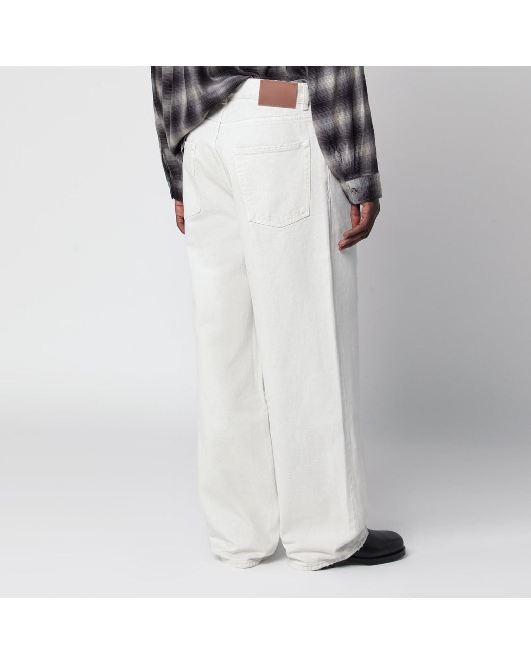 Our Legacy White Chalk Wide-Leg Jeans With Rips for men