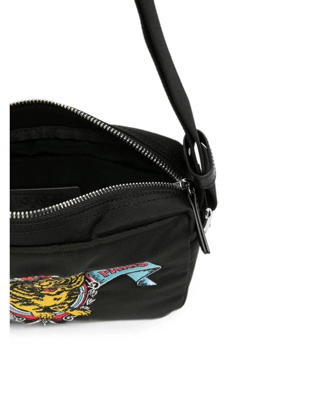KENZO Black Messenger Bag With Embroidered Tiger Motif for men