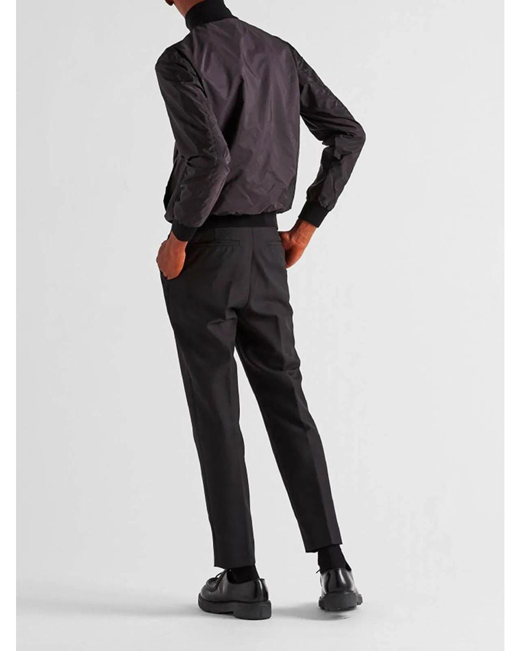 Prada Black Reversible Wool And Re-Nylon Jacket for men