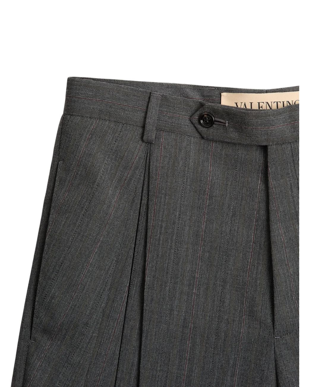 Valentino Gray Pinstripe Wool Trousers With Pleats for men