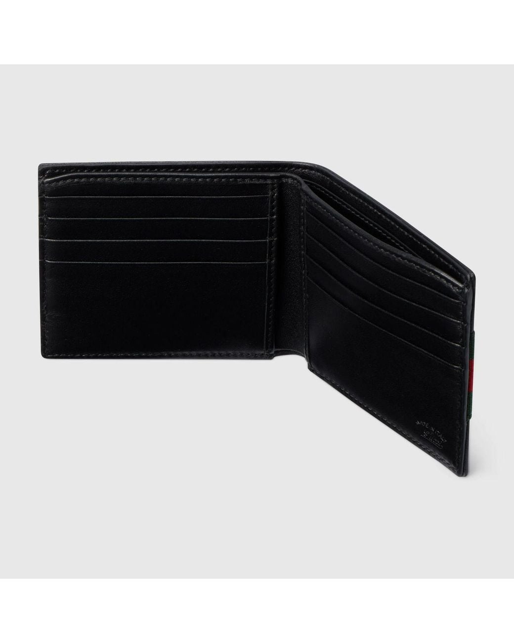 Gucci Red Web Trademark Bi-Fold Wallet, Leather for men
