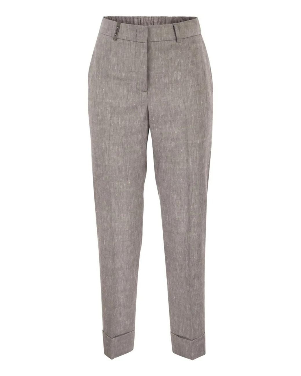 Peserico Gray Wool Blend Flannel Trousers