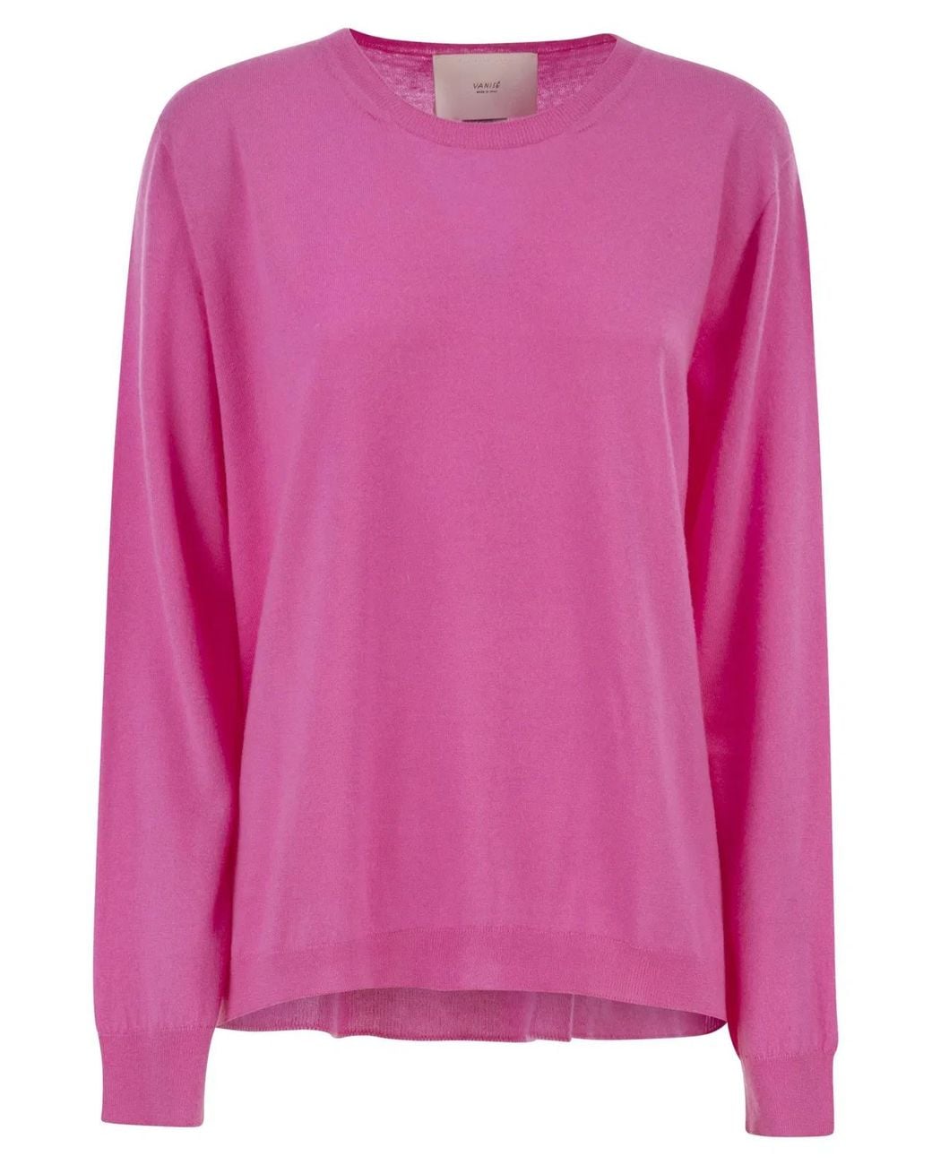 Vanisé Pink Cashmere Crew-Neck Jumper With Fluid Silhouette