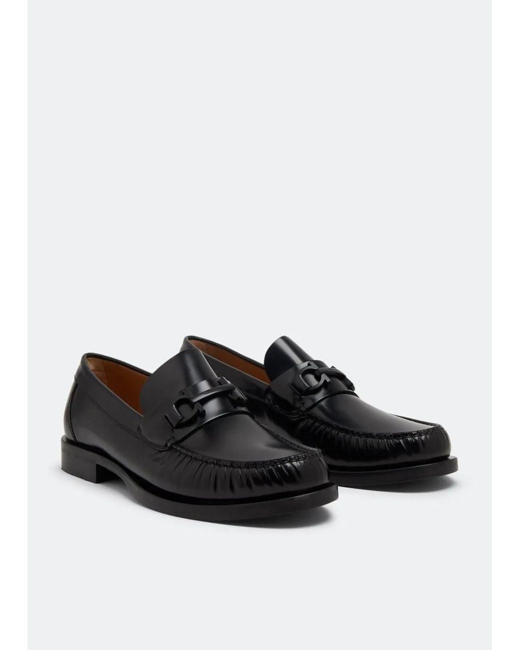 Ferragamo Black Mocasin With Gancini Decoration for men