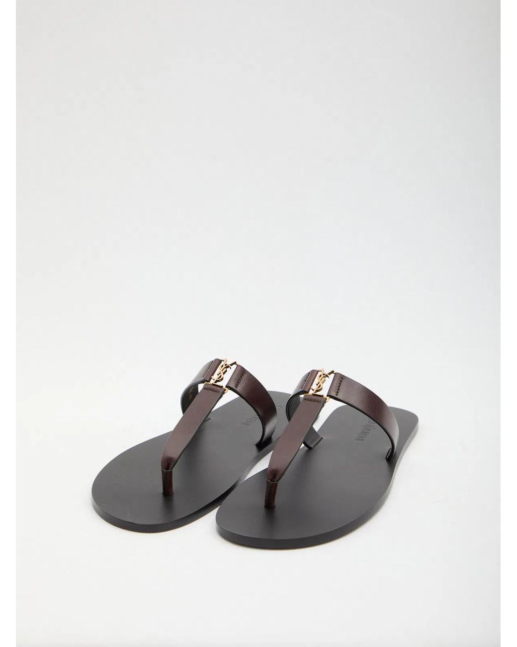 Saint Laurent Black Leather Flip-Flops for men