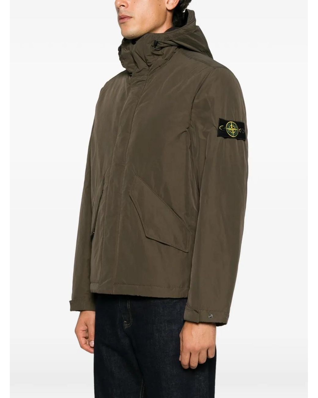 Stone Island Brown Micro Reps Hooded Down Jacket for men