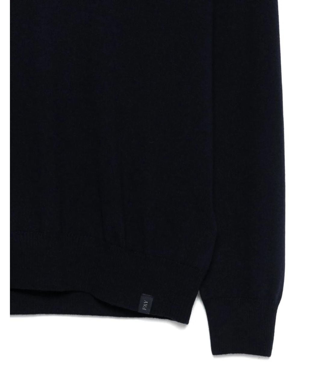 Fay Black V-Neck Ribbed Sweater for men