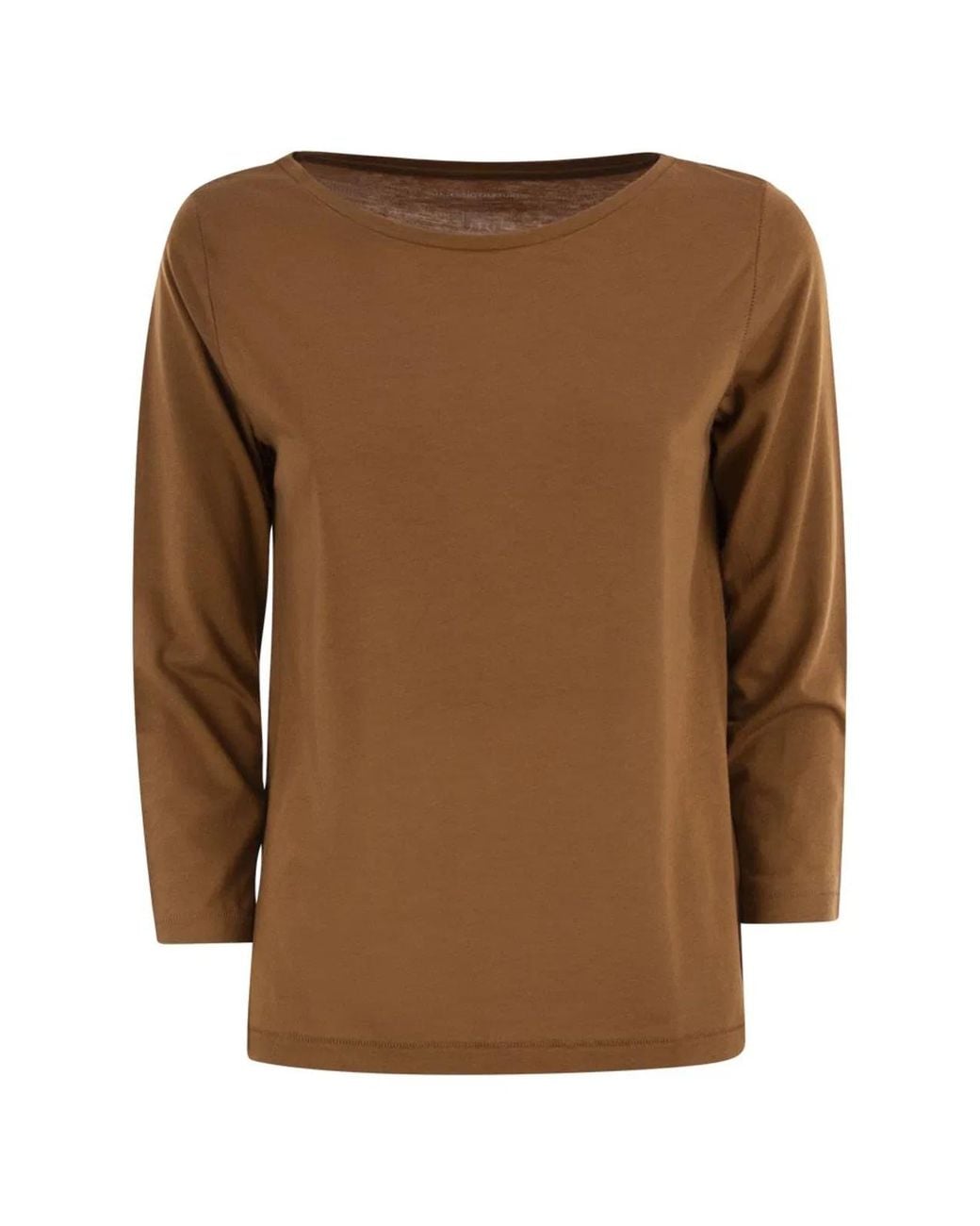 Majestic Brown T-Shirt With 3/4 Sleeves